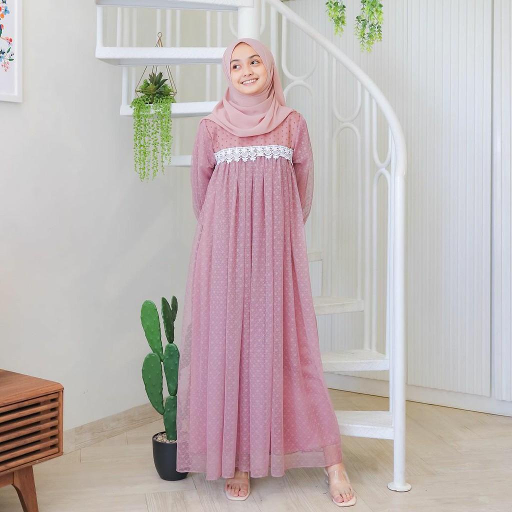 MAXI IVORY DOTTY CANTIK/MAXI WANITA LEBARAN/DRESS WANITA KONDANGAN/DRESS MUSLIM/MAXI WANITA TERBARU