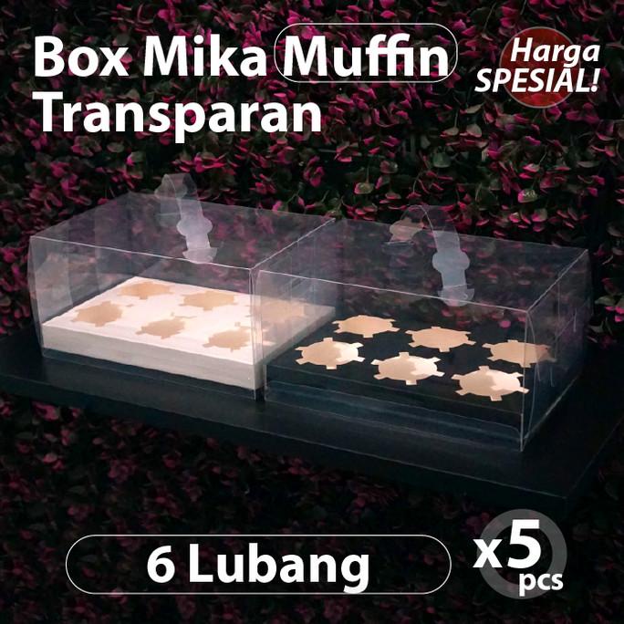 

Paket 5 pcs - Box Mika Muffin Transparan - Lubang 6 - Dus Cupcake len14