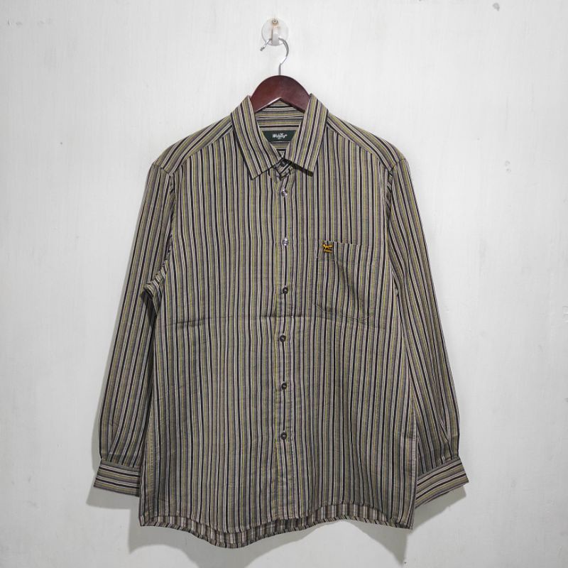 Kemeja Vintage garis stripe Wolsey size XL
