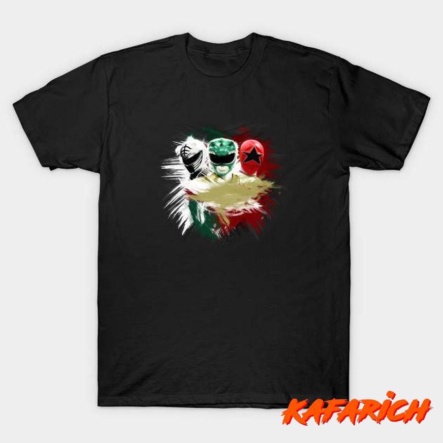 Kaos Custom Popular White, Green, Red Rangers Green Ranger Mighty Morphin Power Rangers Red White