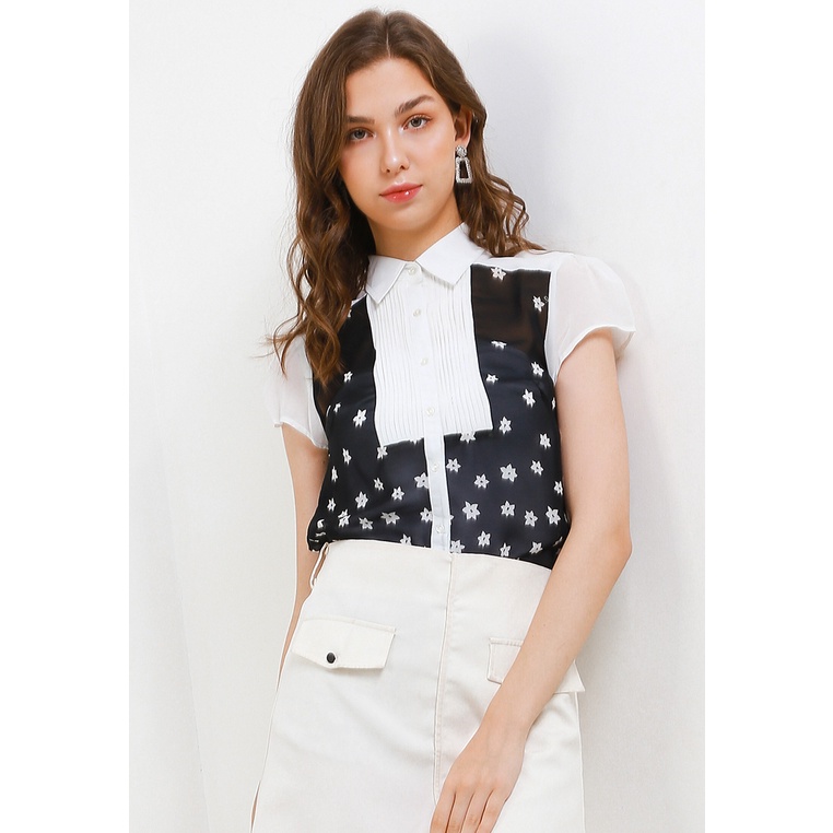 Kemeja Wanita Cardinal Original Floral Cewek Dengan Detail Poliester Femme Regular Perempuan