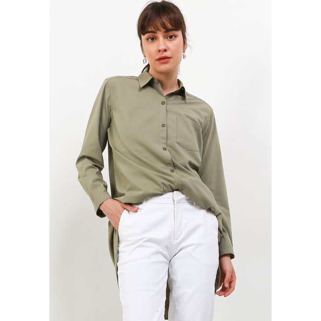 Kemeja Wanita Cardinal Original Cewek Basic Chic Microfiber Bamboo Spandek Femme Lengan Panjang Pere
