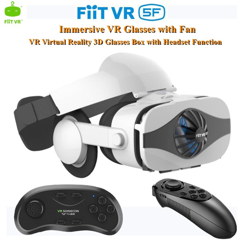 Fiit VR 5F Asli Kacamata VR 3D, Headset Helm Stereo Realitas Virtual untuk IOS Android Ponsel Pintar