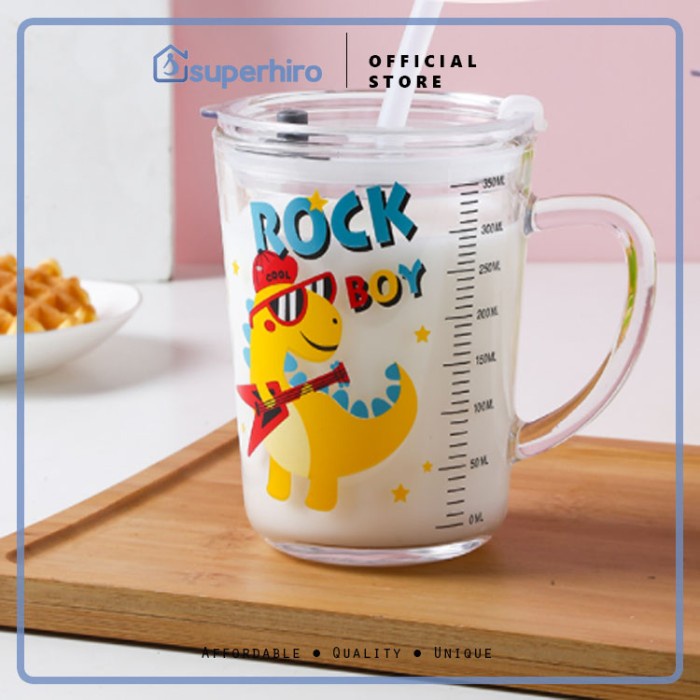 Gelas Minum Anak / Gelas Kaca Anak / Gelas Susu Milk Cup 400Ml Kado Trs0X-13