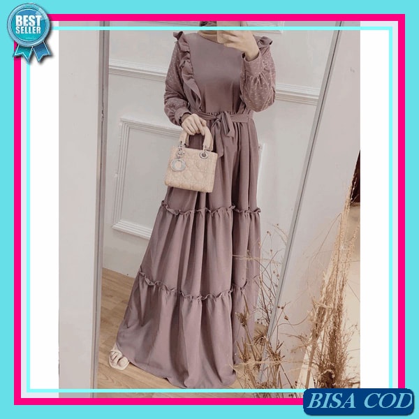 Diana Dress Muslim Valent Gamis Lebaran 2023 Gamis Crinkle Gamis Kombinasi Tile Gamis Jumbo Ld120 Ld