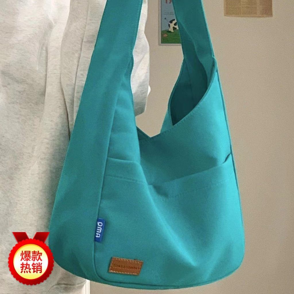 Sera ins warna solid desain sederhana rasa all-match tas tas tangan kelas mahasiswa tas bahu kapasitas besar tote bag