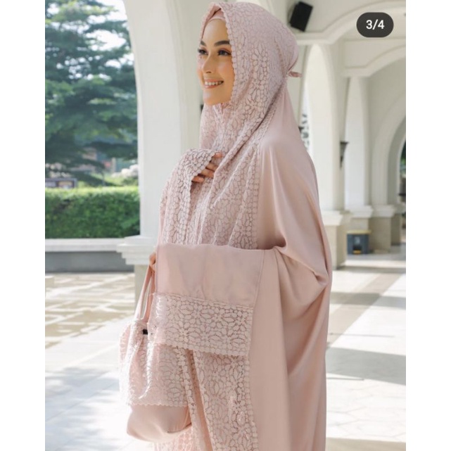 Mukena Malaika ORI by Moscha Hijab (mukena sutera armani silk/mukena renda brokat)