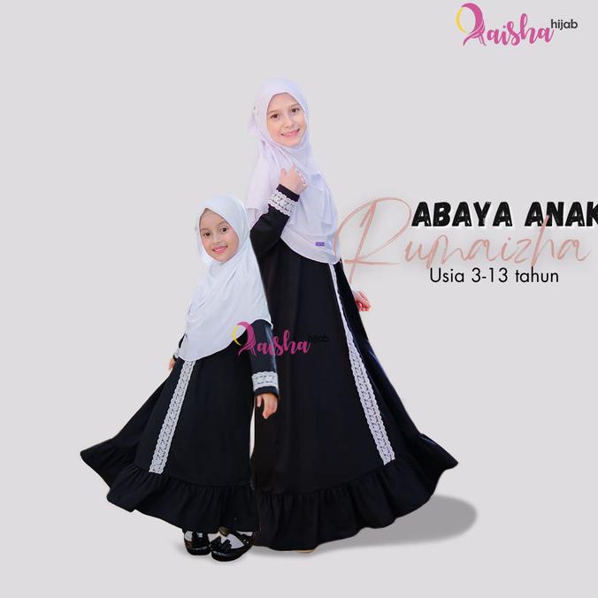 Abaya Gamis Anak Remaja Tanggung Umur 3-13 Tahun Arabian Hitam Polos