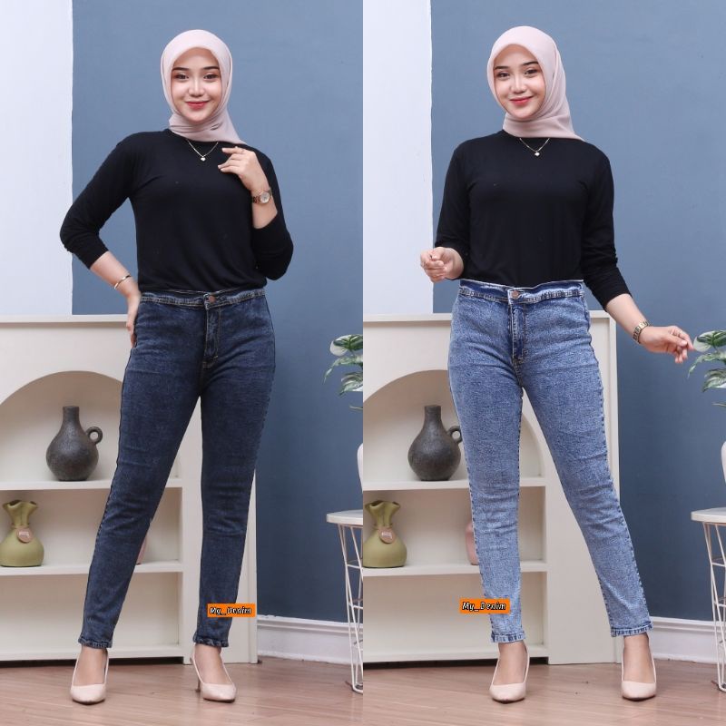 CELANA JEANS HIGHWAIST POLOS WANITA