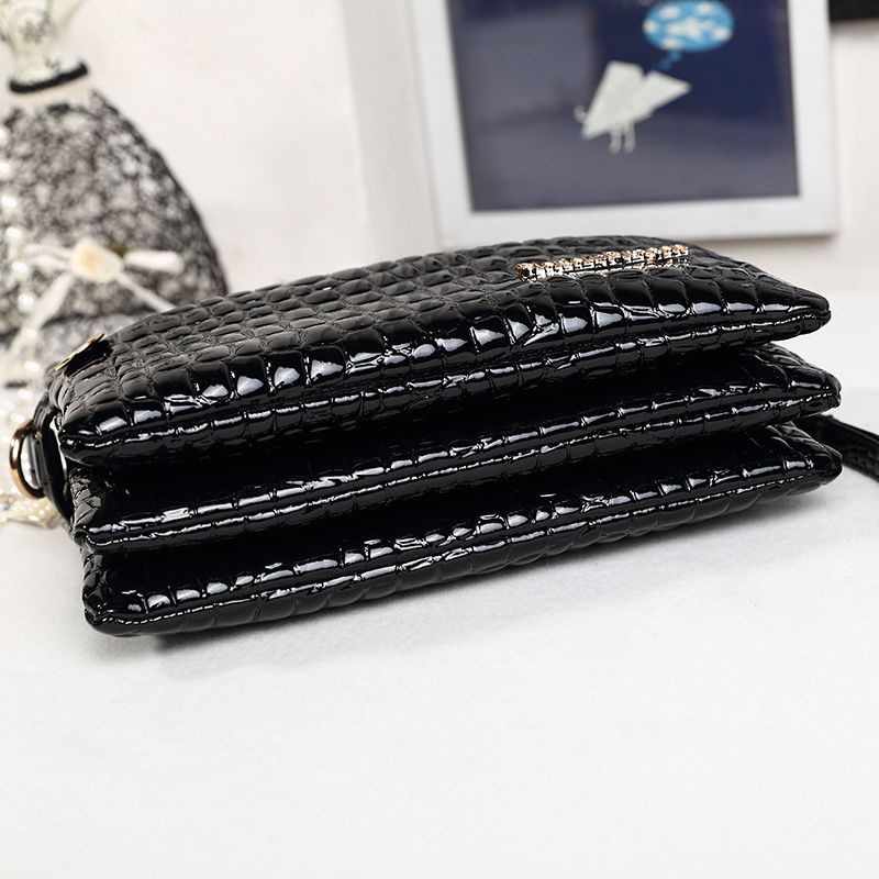 Sera tas wanita multi-layer zipper Messenger dompet koin ponsel koleksi bisnis dompet pola buaya wanita paruh baya dan lanjut usia