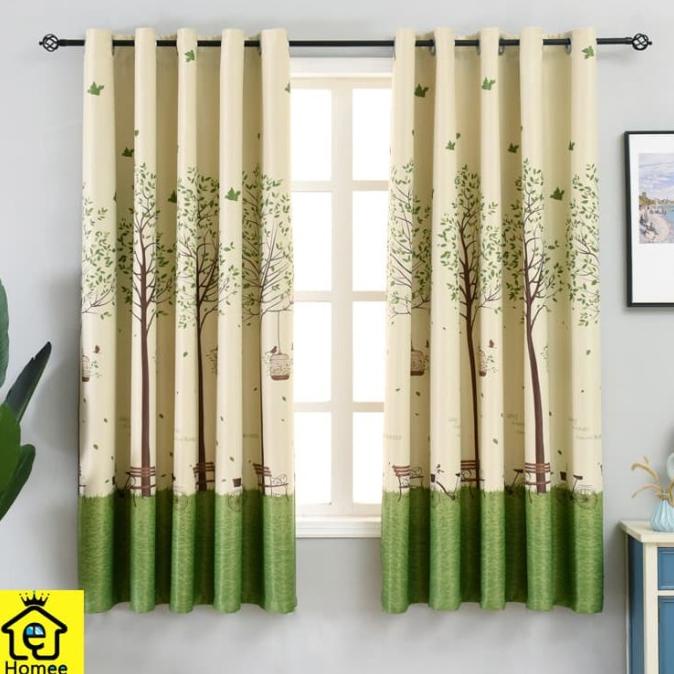 Gorden Minimalis/ Tirai Jendela Minimalis/ Gorden Hijau Coklat