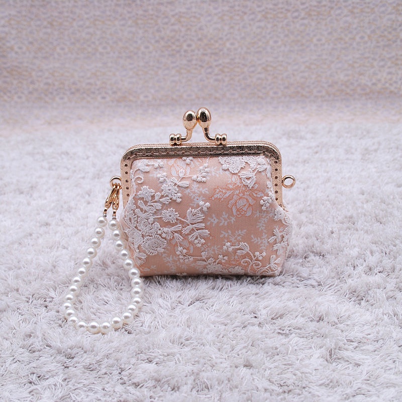Sera Yijin buatan tangan kain renda retro buatan tangan dompet koin dompet mini tas earphone kartu bank buatan tangan tas mulut emas