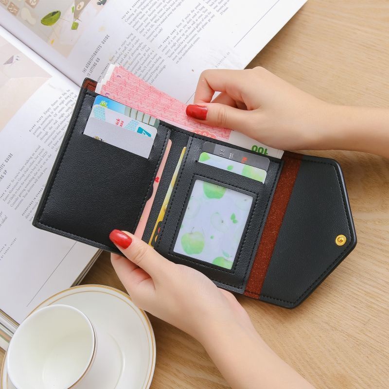 Sera Eropa dan Amerika dompet kecil sederhana wanita pendek ultra-tipis pemegang kartu retro fashion trendi dompet wanita ultra-tipis dompet dompet