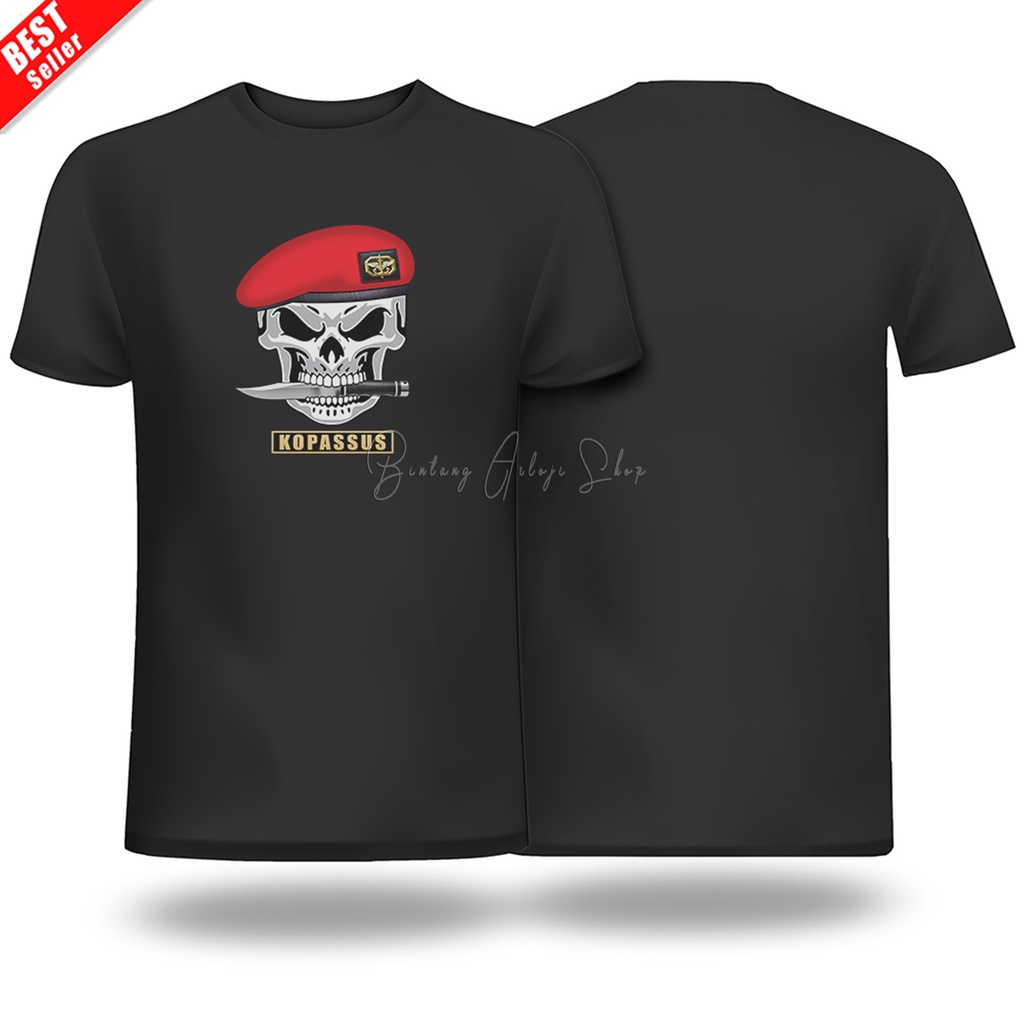 (Excusive) Kaos Custom KOPASSUS TNI - AD Baret Merah Light Gold