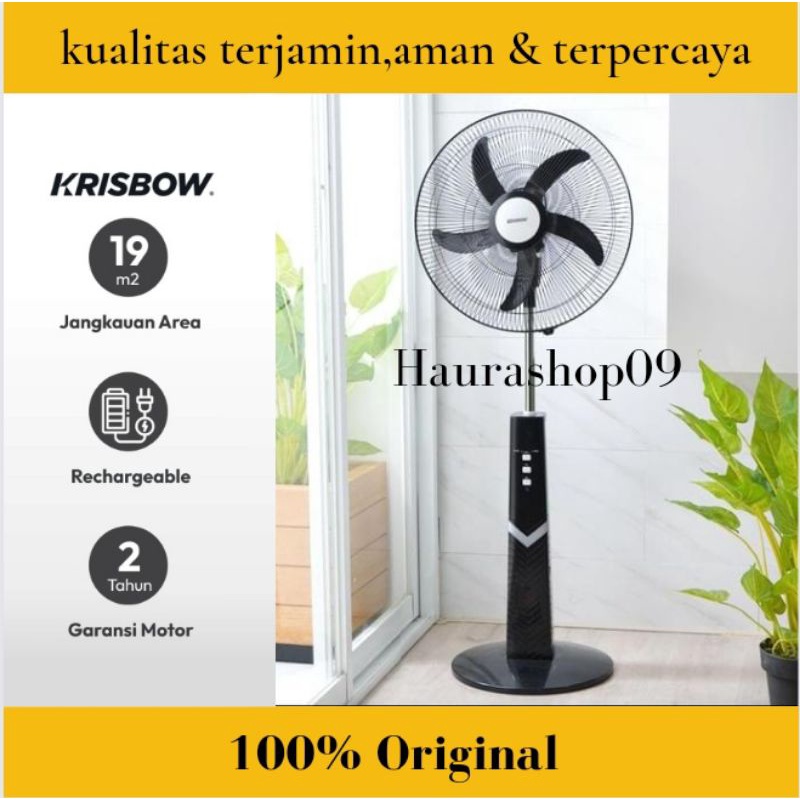 Krisbow 18 Inci Kipas Angin Berdiri Rechargeable/Kipas Angin