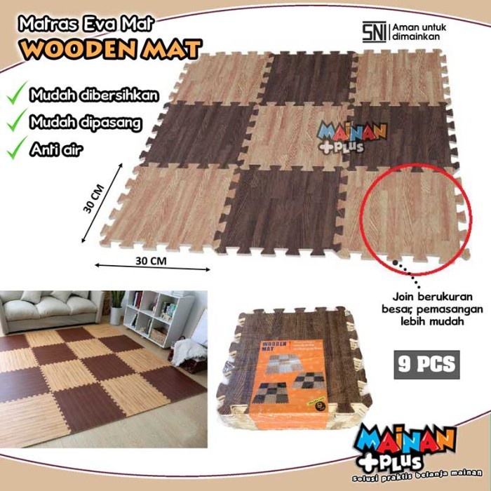 Matras Anak Premium Karpet Puzzle Wooden Busa Eva Mat Kayu