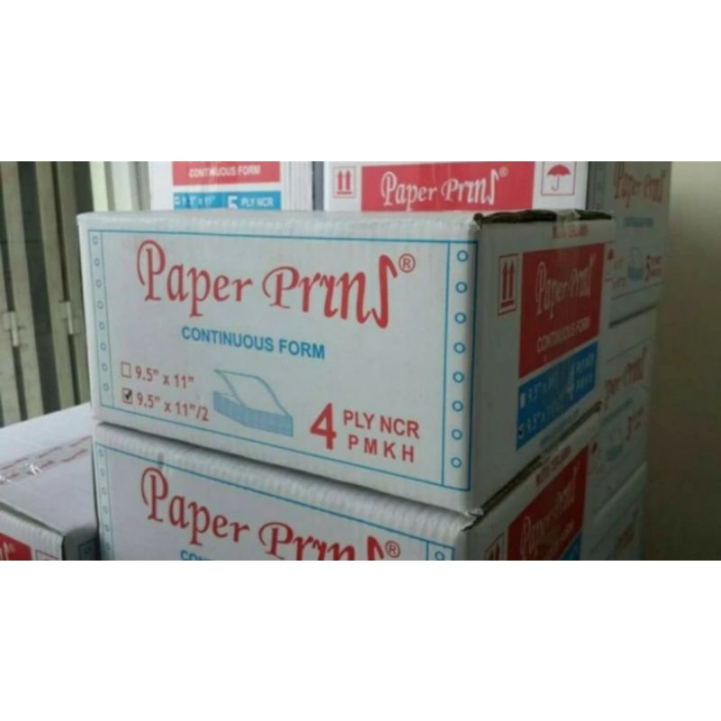 

paper prins continuous form 91/2 x 11" 4ply kertas komputer 4 rangkap - bagi 2 (PRS)
