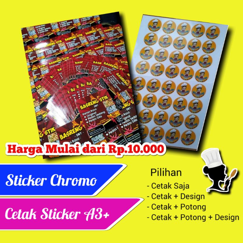 

sticker label kemasan A3+ /cetak sticker murah/cetak stiker/label stiker/label makanan/stiker makanan/stiker minuman