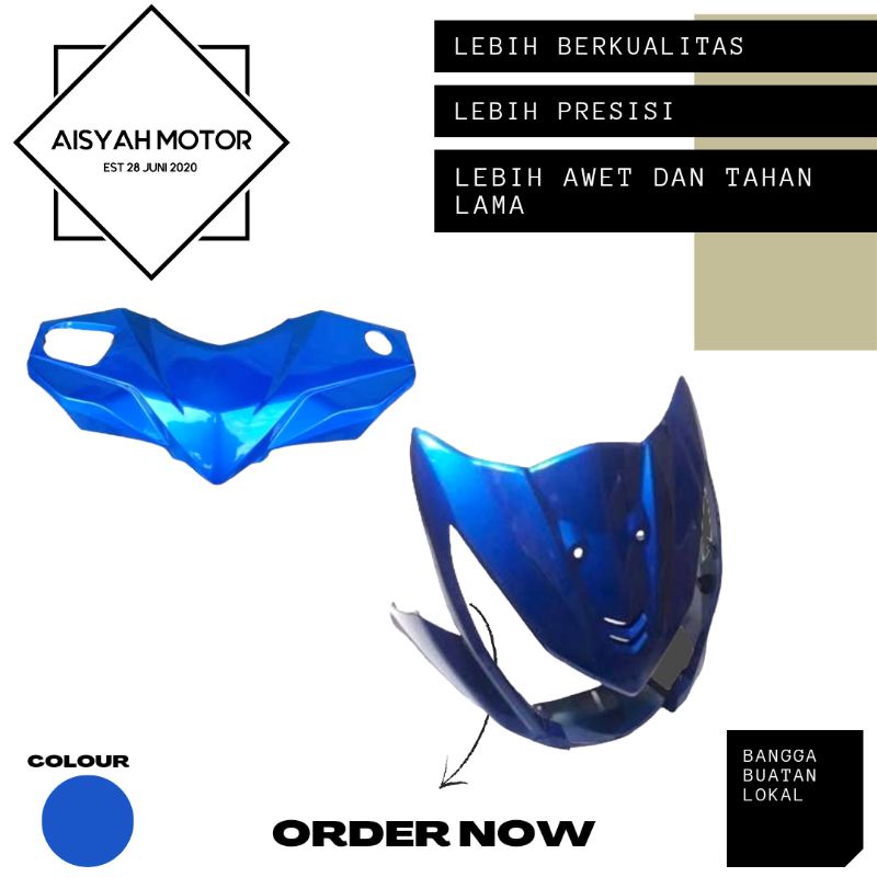 Cover Bodi Batok Depan Tameng Honda Beat FI Warna Biru Tahun 2012-2014