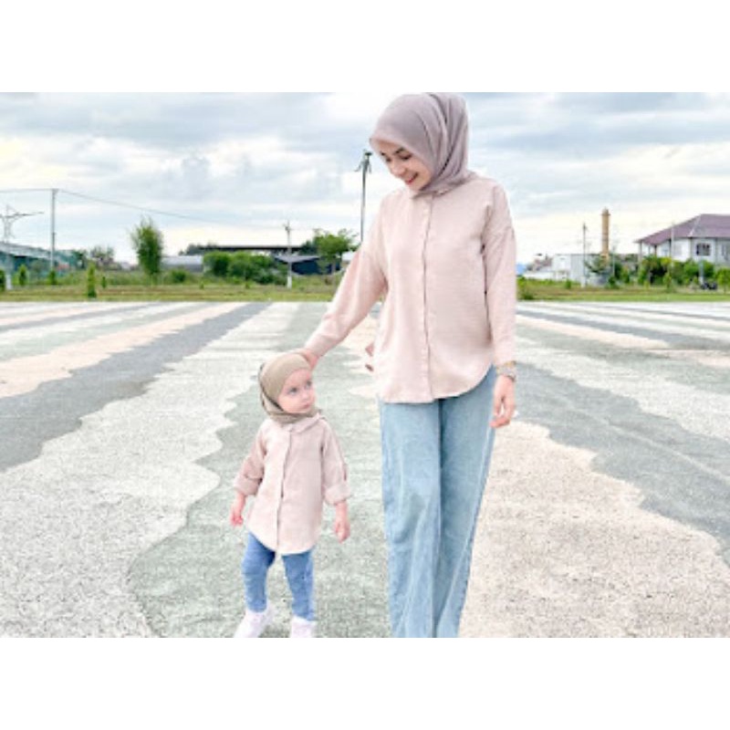 baju couple ibu dan anak baju couple bahan crincle kemeja couple atasa couple ibu dan anak