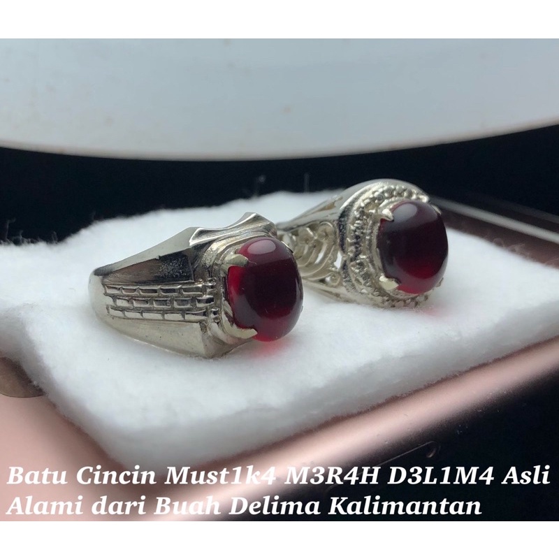 Cincin Batu Alami Merah Delima Asli dari Biji Delima Alami Kalimantan