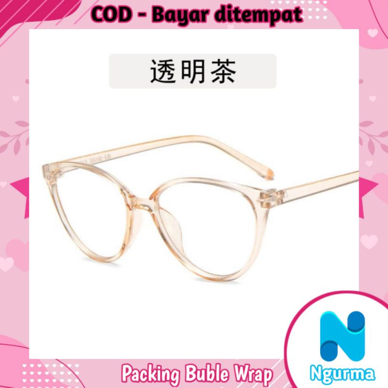 Kacamata Cat Eye anti radiasi Wanita Korea fashion import-Tea