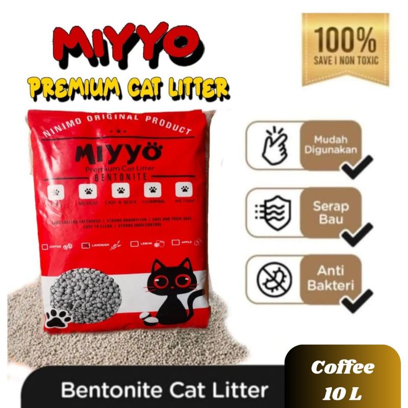 Miyyo 10 Liter - Khusus Cargo - MiyoTop Pasir Gumpal Wangi - 10 Ltr - Litter Box Kucing - Bentonite