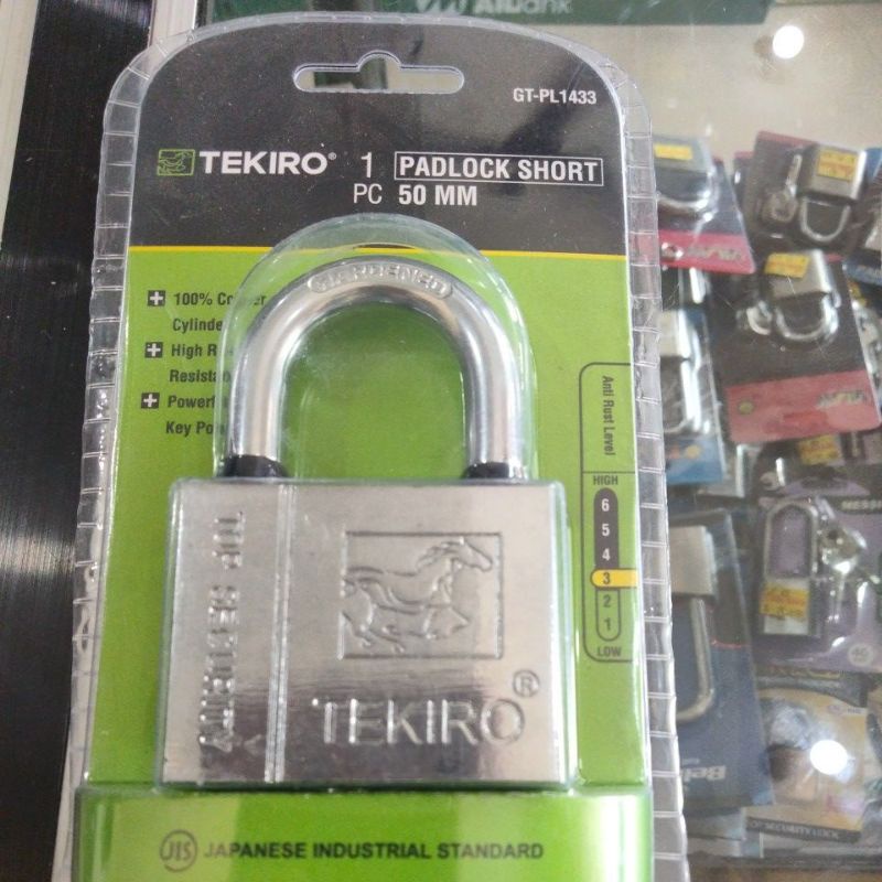 kunci gembok 50mm tekiro/kunci pagar 50mm tekiro ( anak kunci 4pc)