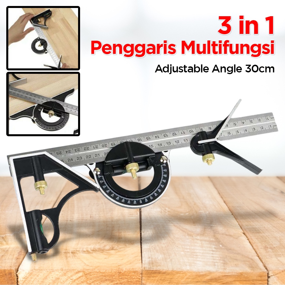 

Silverline 3 in 1 penggaris multifungsi adjustable angle finder 30cm 991857 silver