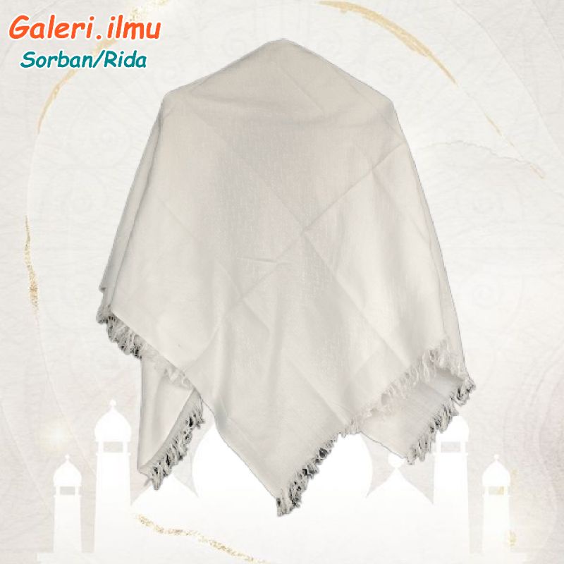 Sorban Putih Polos Rumbai Persegi Empat Surban Putih Polos Rida Putih Polos