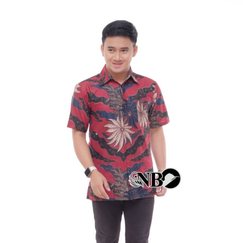 Kemeja batik pria lengan pendek motif mega Mendung