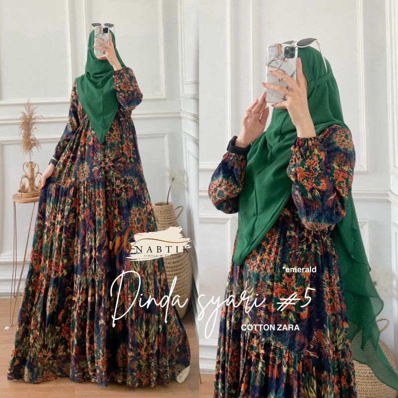 DINDA SYAR'I #5 ORI NABTIK gamis set hijab bahan katun zara