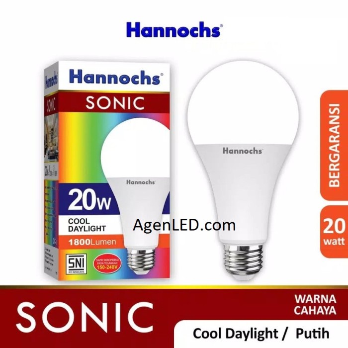 lampu led HANNOCHS Sonic Lampu LED 20W Bohlam 20 w watt Putih Bulb 20watt SNI(N1U9) lampu emergency 