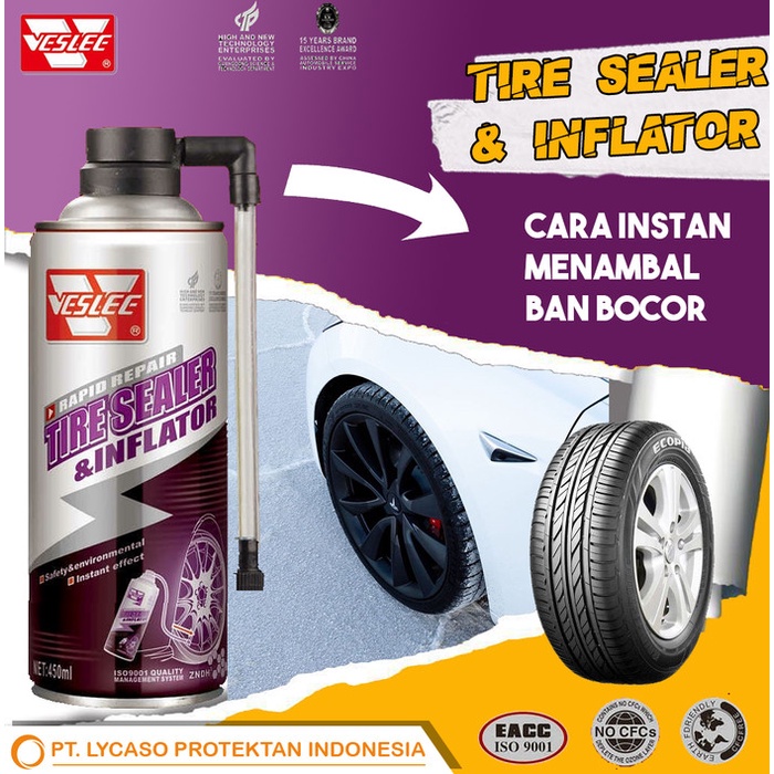 Terlaris Antiban Veslee Tire Sealer & Inflator Tambal Ban Bocor