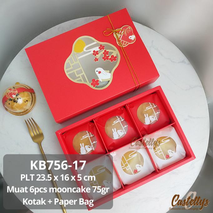 

paling diminati] Kotak Box Mooncake 75gr KB756-17 + Paper Bag PB2518 Kue Bulan Pia