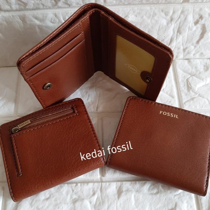 Dompet fossil madison bifold medium brown, black