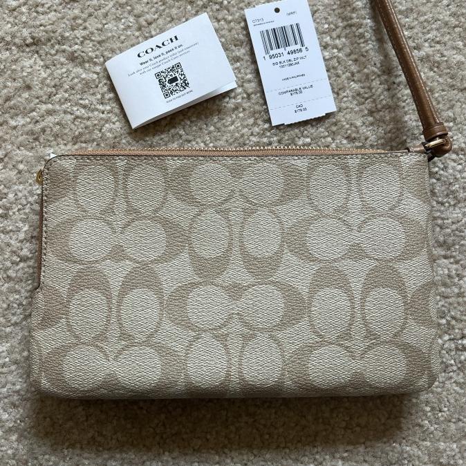 NWT Authentic Coach Double Zip Large Wristlet