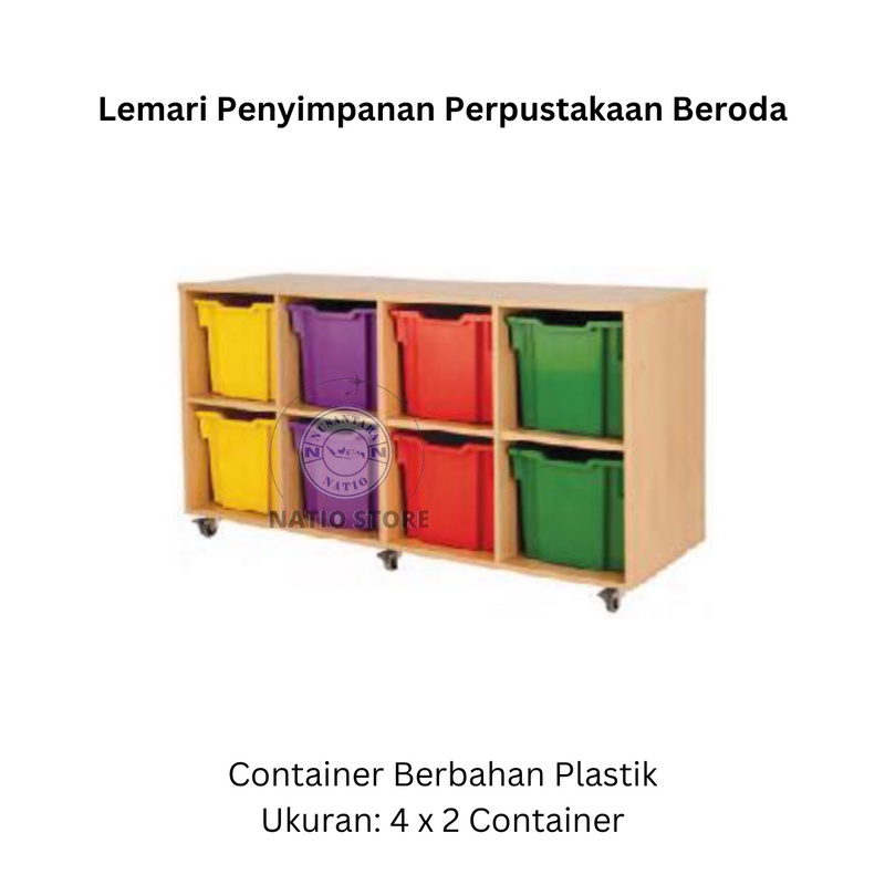 

Lemari Penyimpanan Perpustakaan Beroda Mobile 4 x 2 Container