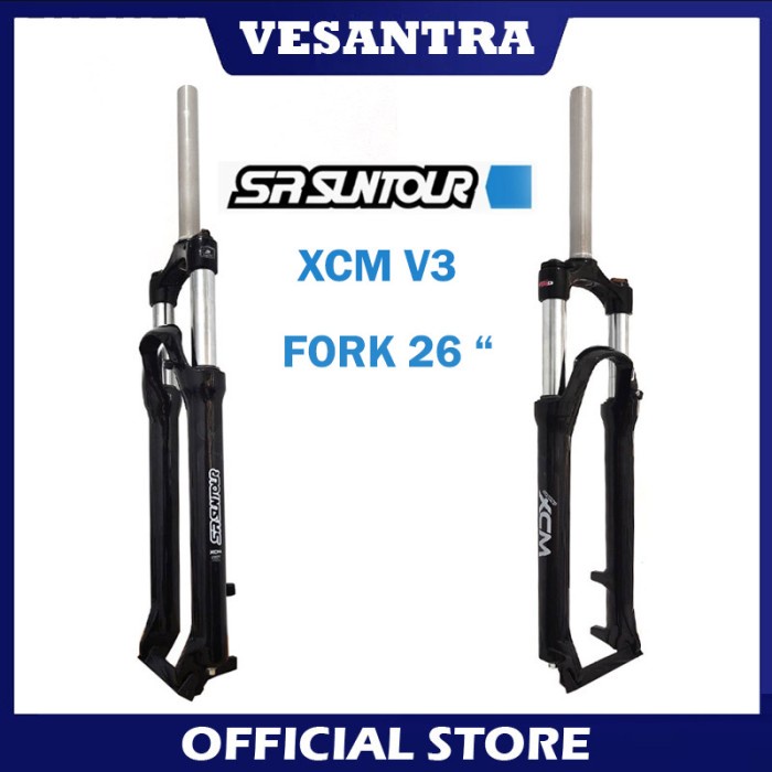 Sr Suntour Xcm V3 Fork Sepeda Mtb 26 Inch Coil Spring Qr Lurus Hitam