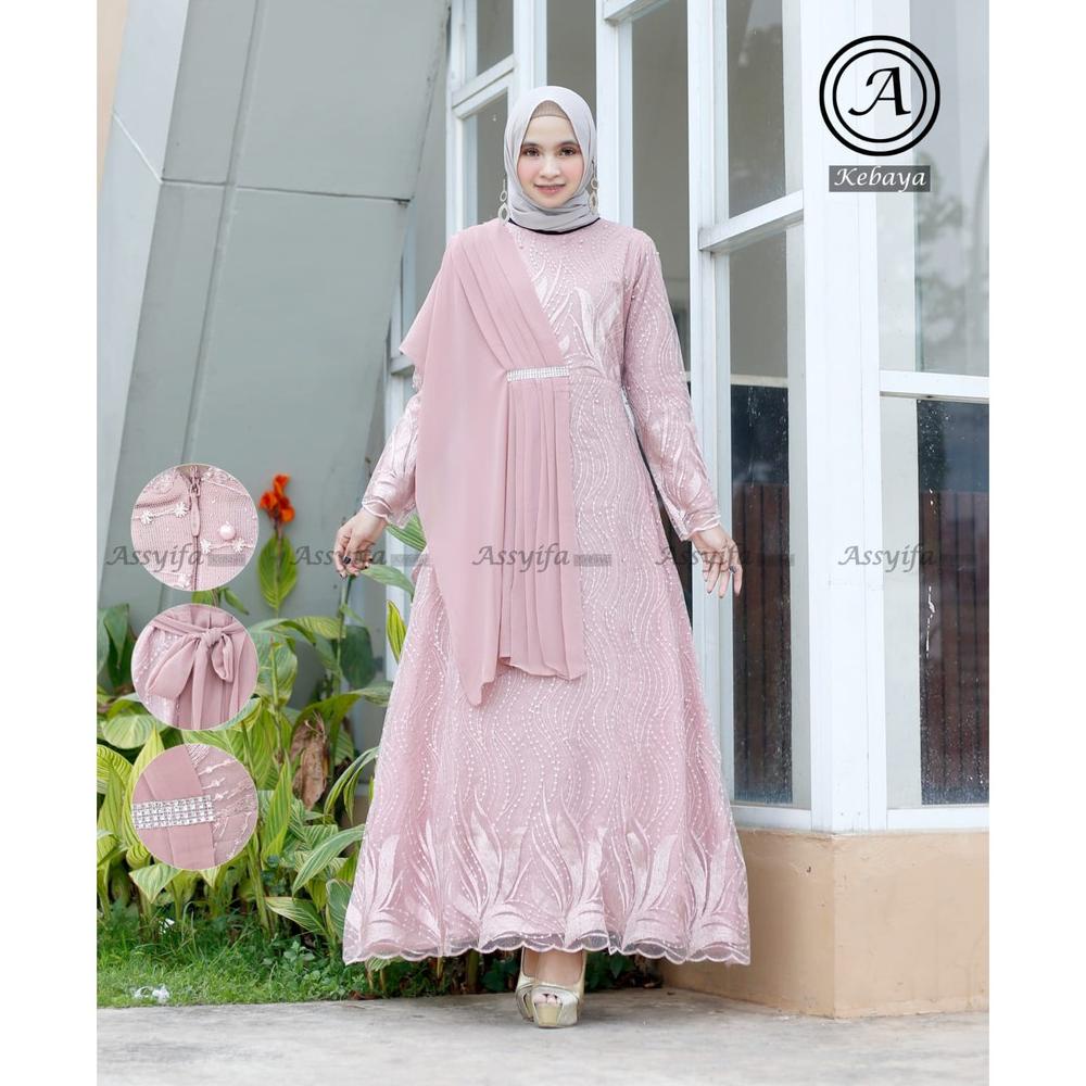 Gamis Tile Selendang| Gamis| Gamis Pesta| Gamis Tile| Gamis Ceruty| Gamis Brukat| Dress Kondangan