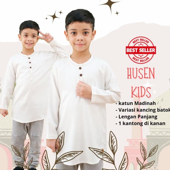 baju koko anak laki laki umur 8 12 tahun lengan panjang warna putih