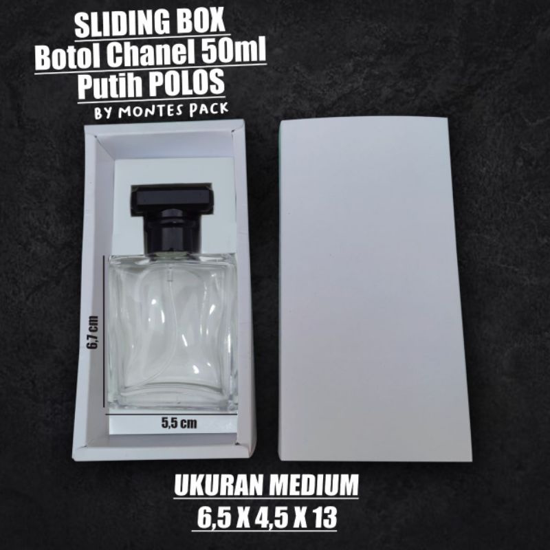 

SLIDINGBox PUTIH polos/ fit botol CHANEL 50ML / Slide Box channel Polos 50ml