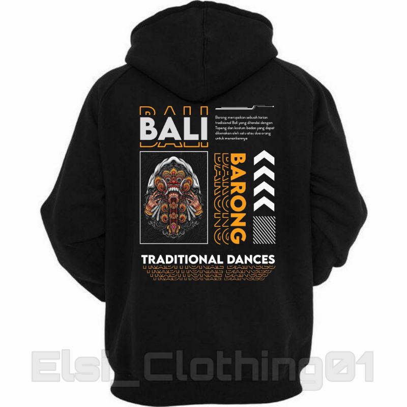 hoodie hitam cowok desain barong bali keren