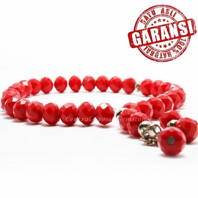 TASBIH BATU RED MARJAN 33 BUTIR ORIGINAL MODEL CUTTING TASBIH 33
