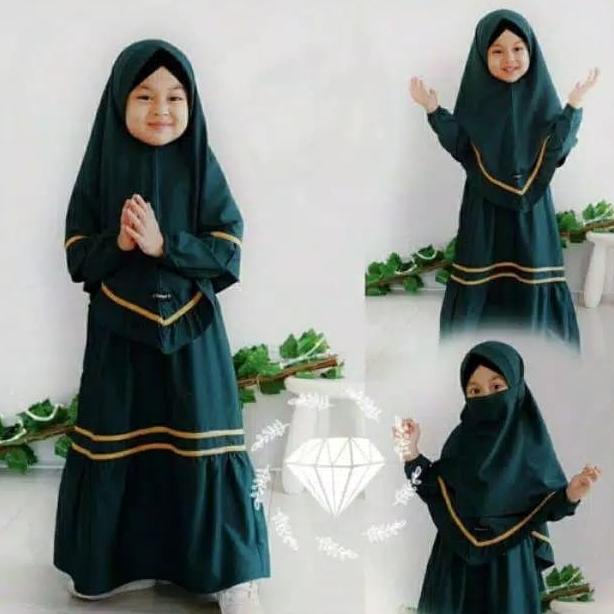 SETELAN BAJU GAMIS ANAK PEREMPUAN 6 7 8 9 10 tahun/FRE JILBAB CADAR