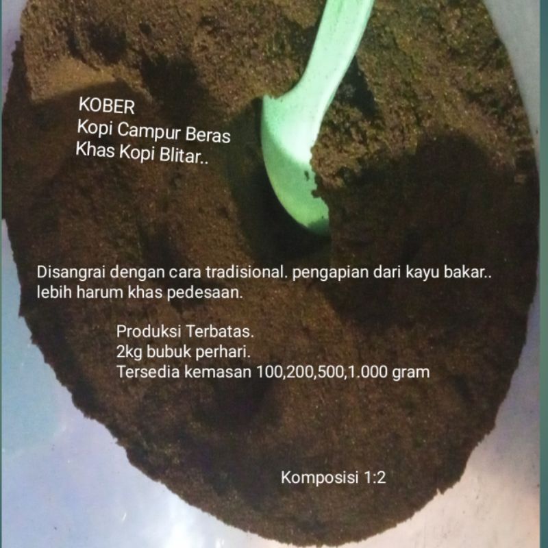 

KOBER Kopi Bubuk Beras Asli Khas Blitar Tanpa Perasa kopi.