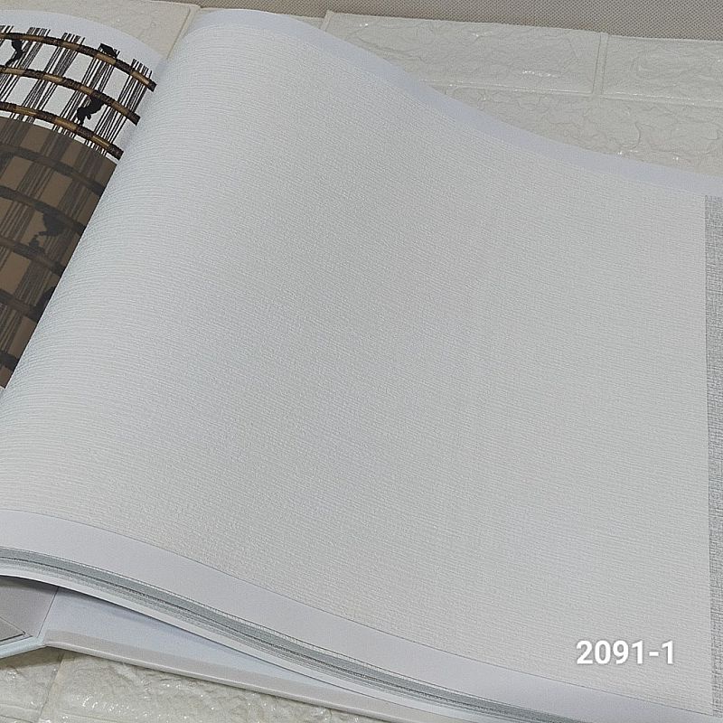 Wallpaper Dinding Vinyl Serat Polos Putih Abu