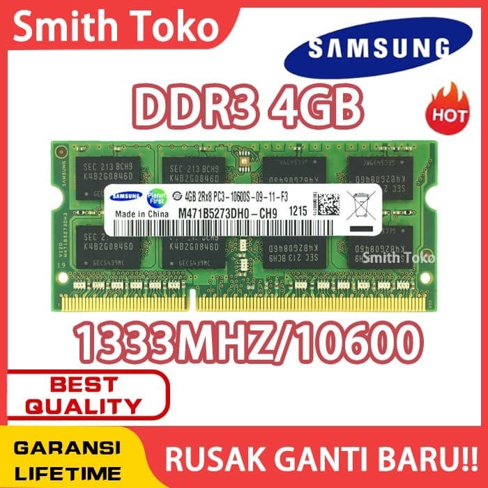 Terlaris Ram Laptop Samsung Sodimm 4Gb Pc3 Ddr3 Ddr3-1333 10600 4G Sodim