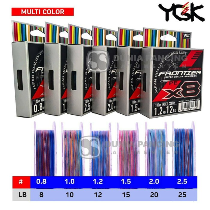 Senar PE YGK Frontier X8 100M Multicolor