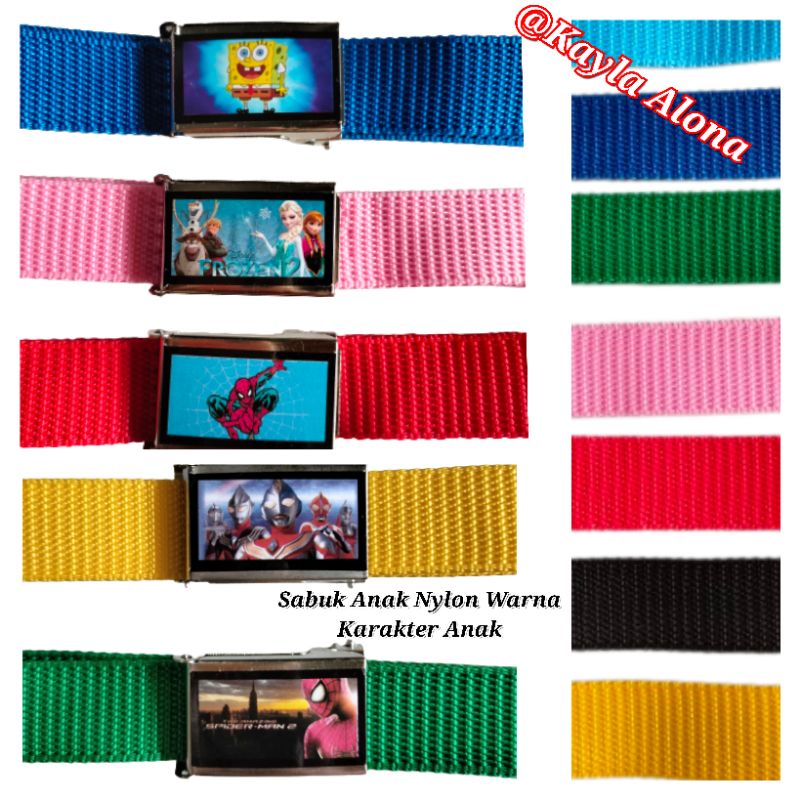 SABUK / GESPER / IKAT PINGGANG ANAK  NYLON WARNA KARAKTER ANAK